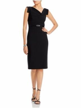 Black Halo Jackie O Black Midi Sheath Dress